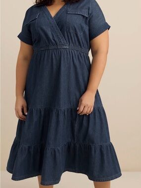 Penningtons Dark Denim Tiered Dress Size 2X. Brand New